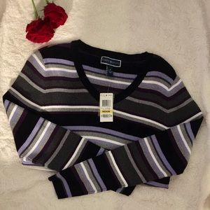 Karen Scott ribbed striped sweater